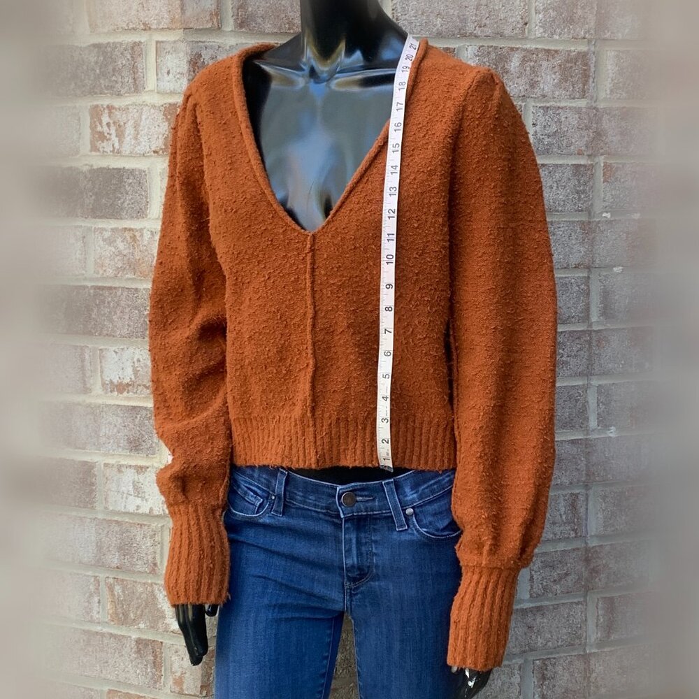 Free People Burnt Orange Long Sleeve V-Neck Sweater SzXS - Picture 10 of 15